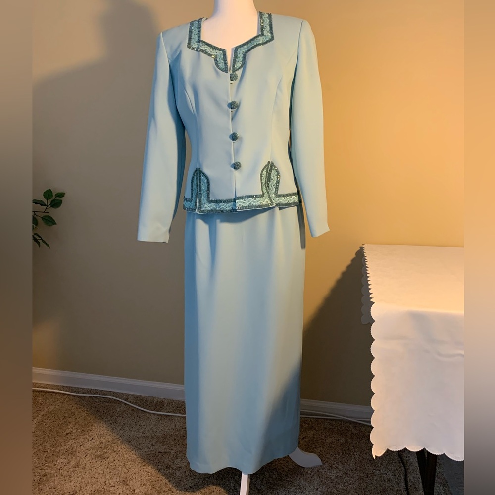 EUC Dress: 2-Piece Maxi, 8P or 6P, Beaded, Grandma/Mother-of-the-Bride/Groom